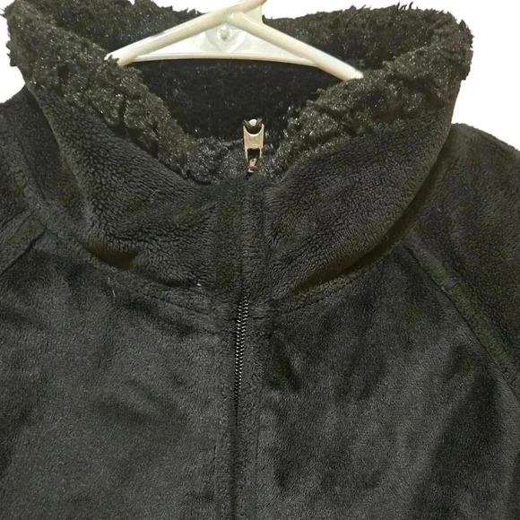 Green Tea Jacket Womans XL Black Faux Fur Plush Zipper Front Long Sleeve #088 - Picture 5 of 8
